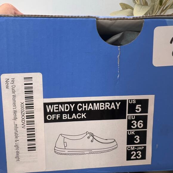 Hey Dude Wendy Chambray Slip On Lightweight Shoes Off Bkack Women's 5 NWB - Picture 10 of 10